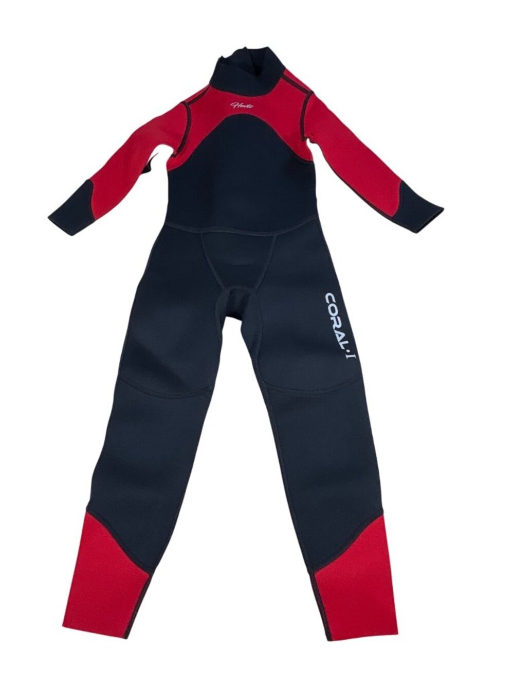 NEW Hevto Wetsuit Neoprene Full Body Wetsuit Long Sleeve Kids 6 Black Red Zip